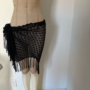 Guess Black Crochet Fringe Skirt